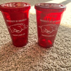 University of Arkansas Red Tumbler Set (2) Razorbacks Hogs Woo Pig Sooie…